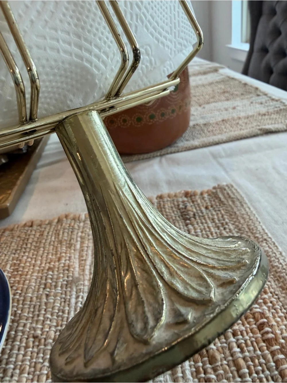 Brass Finish Decorative Napkin Holder - Gold Tone